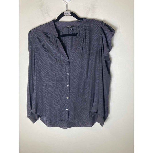 Current Air Black Feather Quill Design Blouse Sz XS