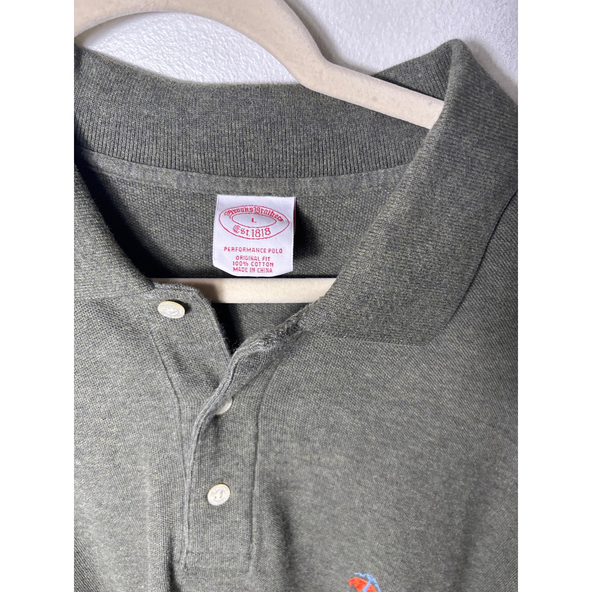 Mens Brooks Brothers Dark Green Long Sleeve Polo Sz L