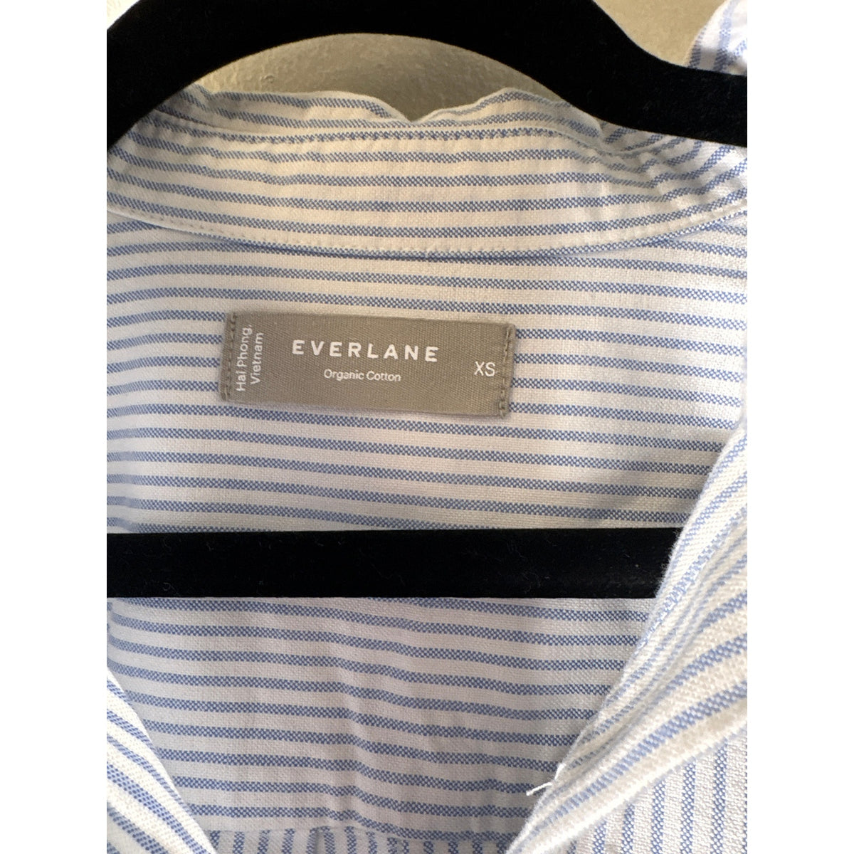 Everlane Blue and White Double Pocket Oxford Button Up Shirt Sz XS