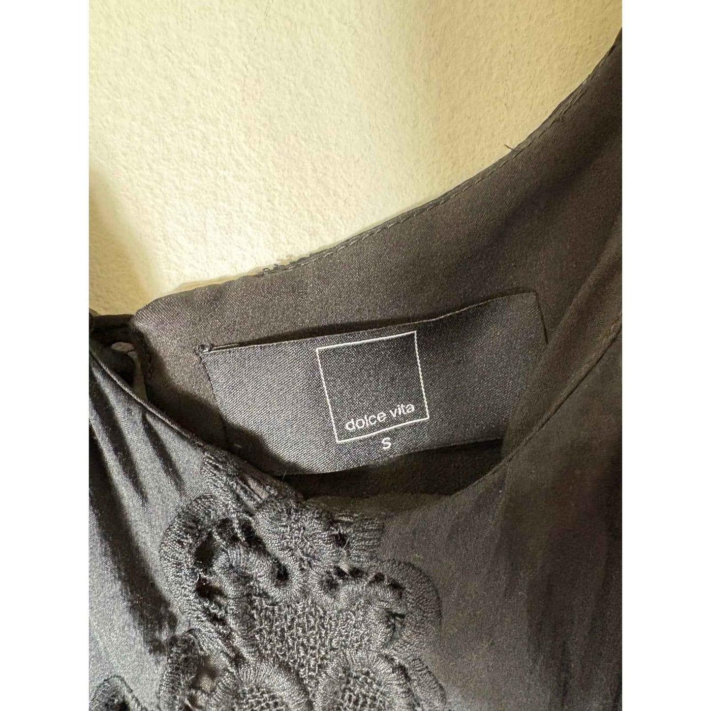 Dolce Vita Spaghetti Strap Black Cotton Lace Mini Dress Sz S