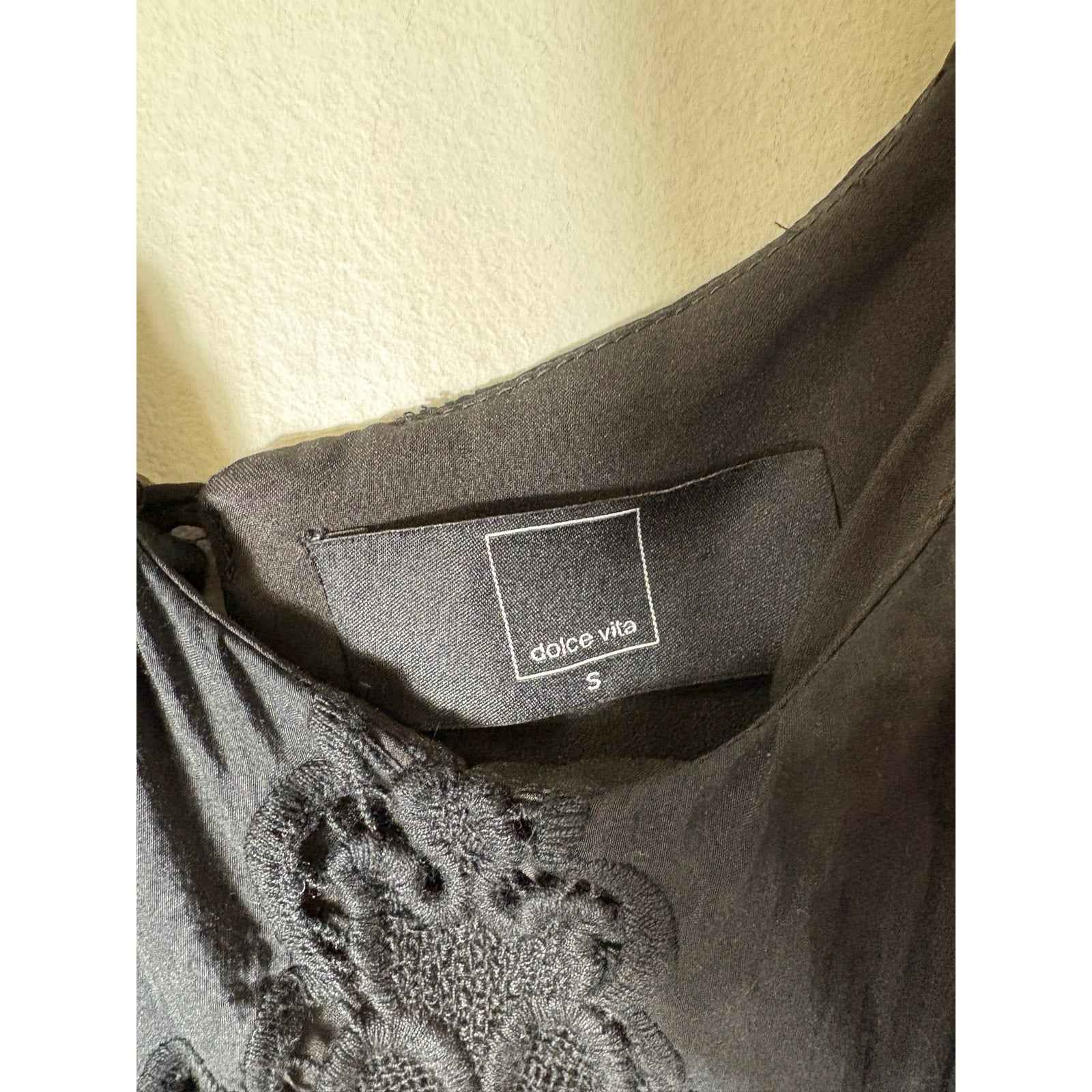 Dolce Vita Spaghetti Strap Black Cotton Lace Mini Dress Sz S