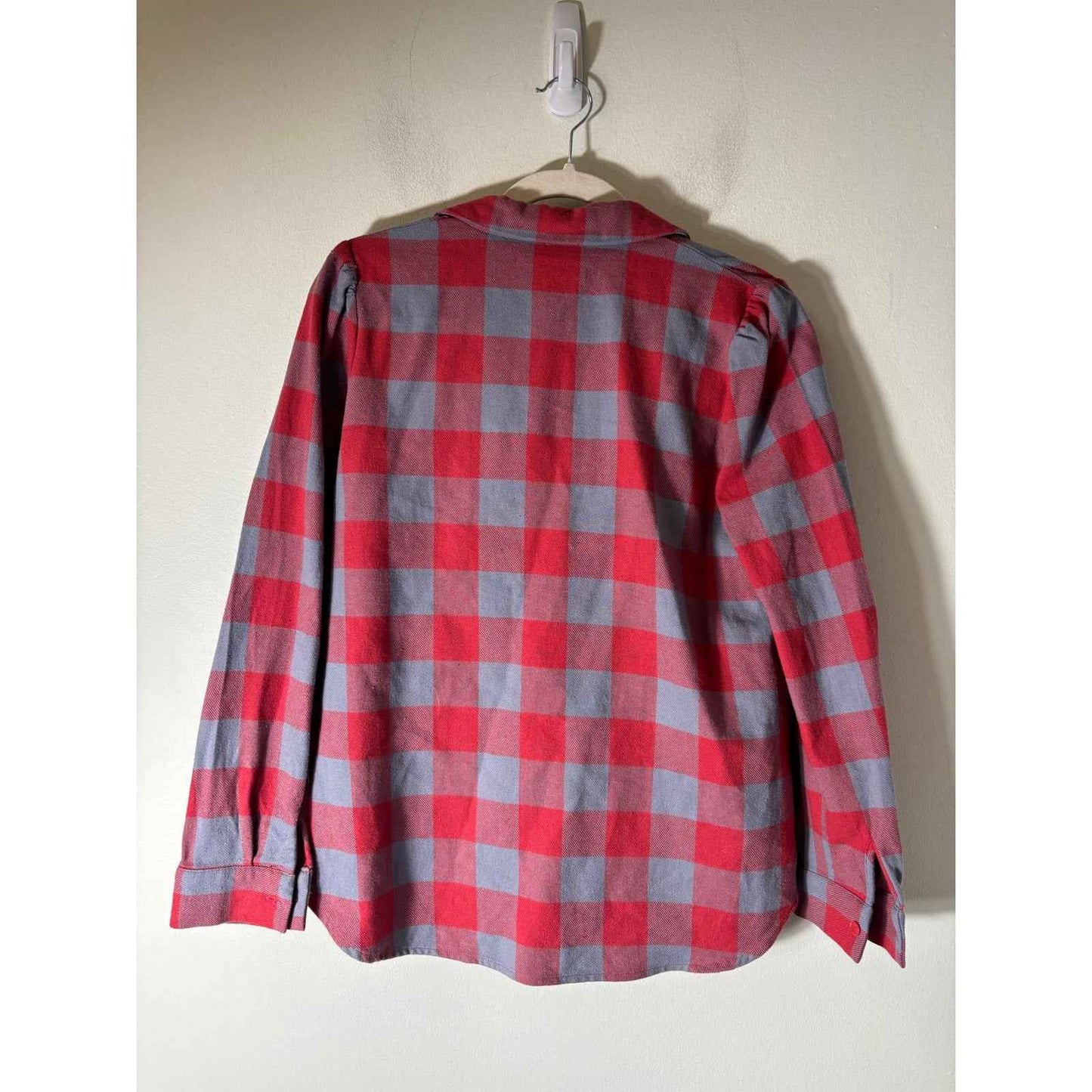 Tuckernuck Gray Red Checked Long Sleeve Cotton Button Up Shirt Sz S