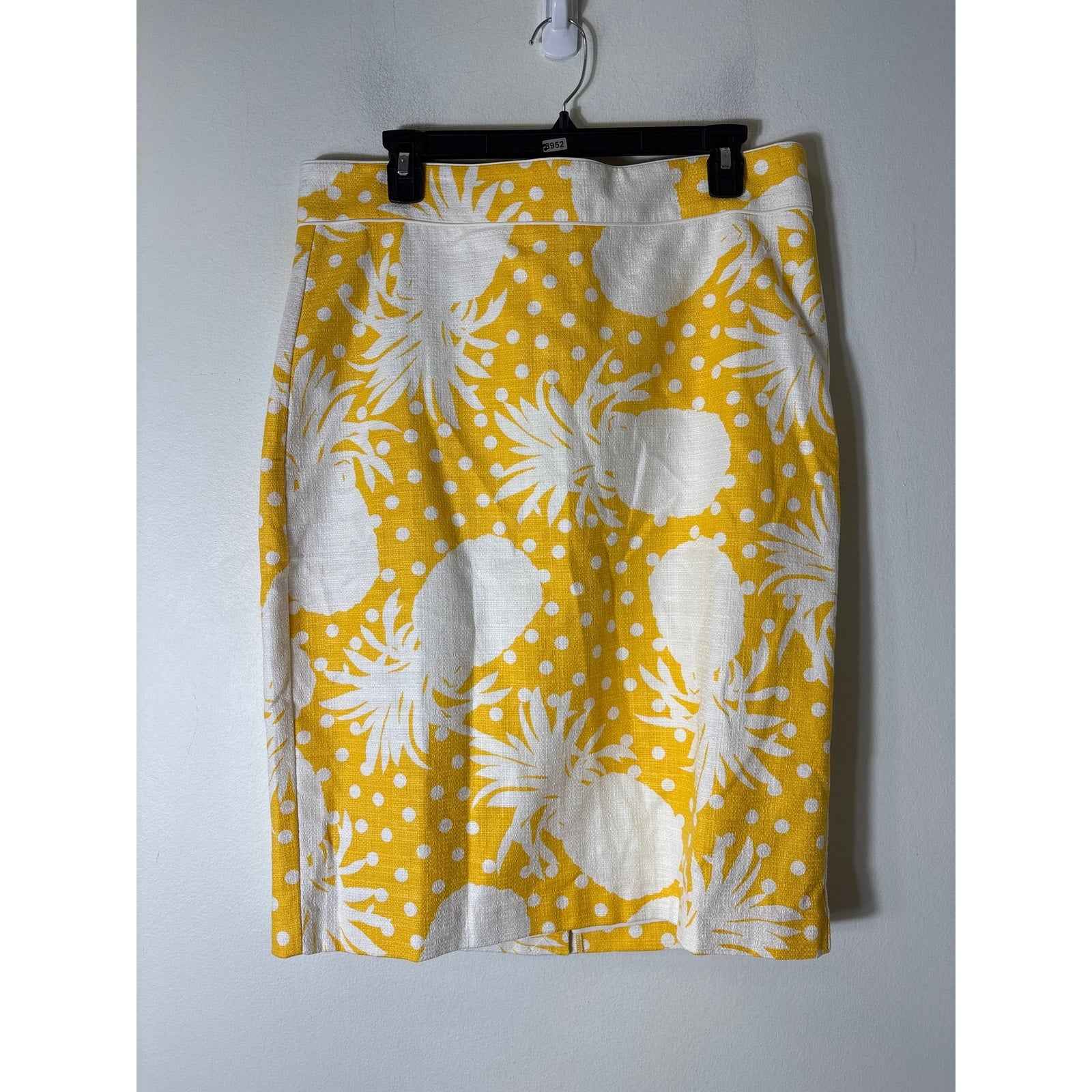Ann Taylor Marigold Yellow Pineapple Cotton Pencill Skirt Sz 14