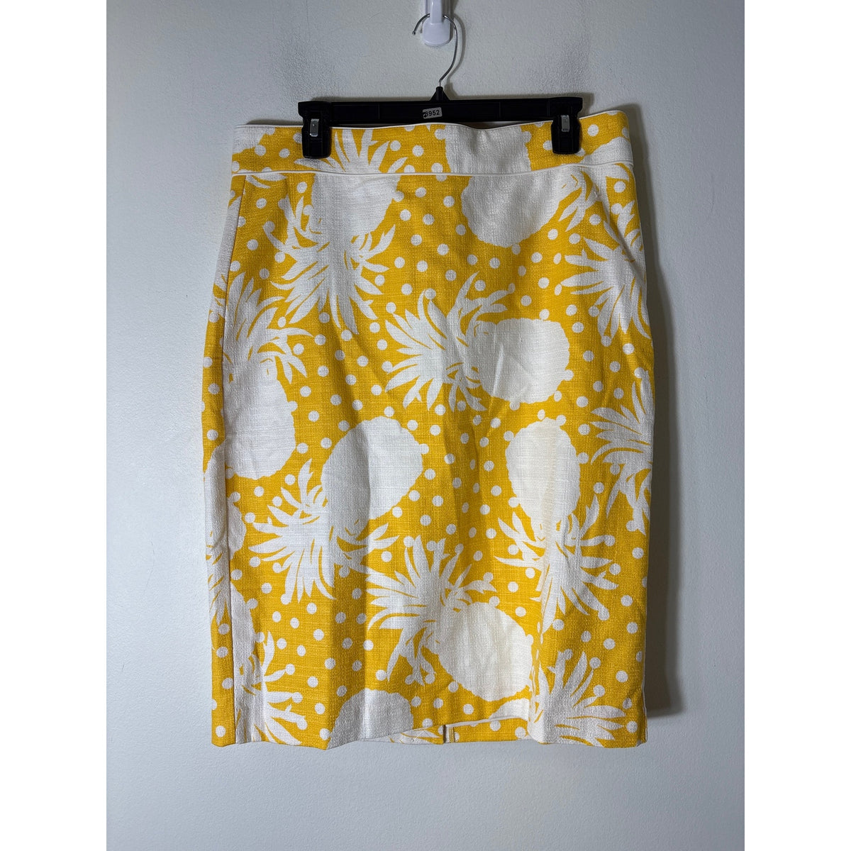 Ann Taylor Marigold Yellow Pineapple Cotton Pencill Skirt Sz 14