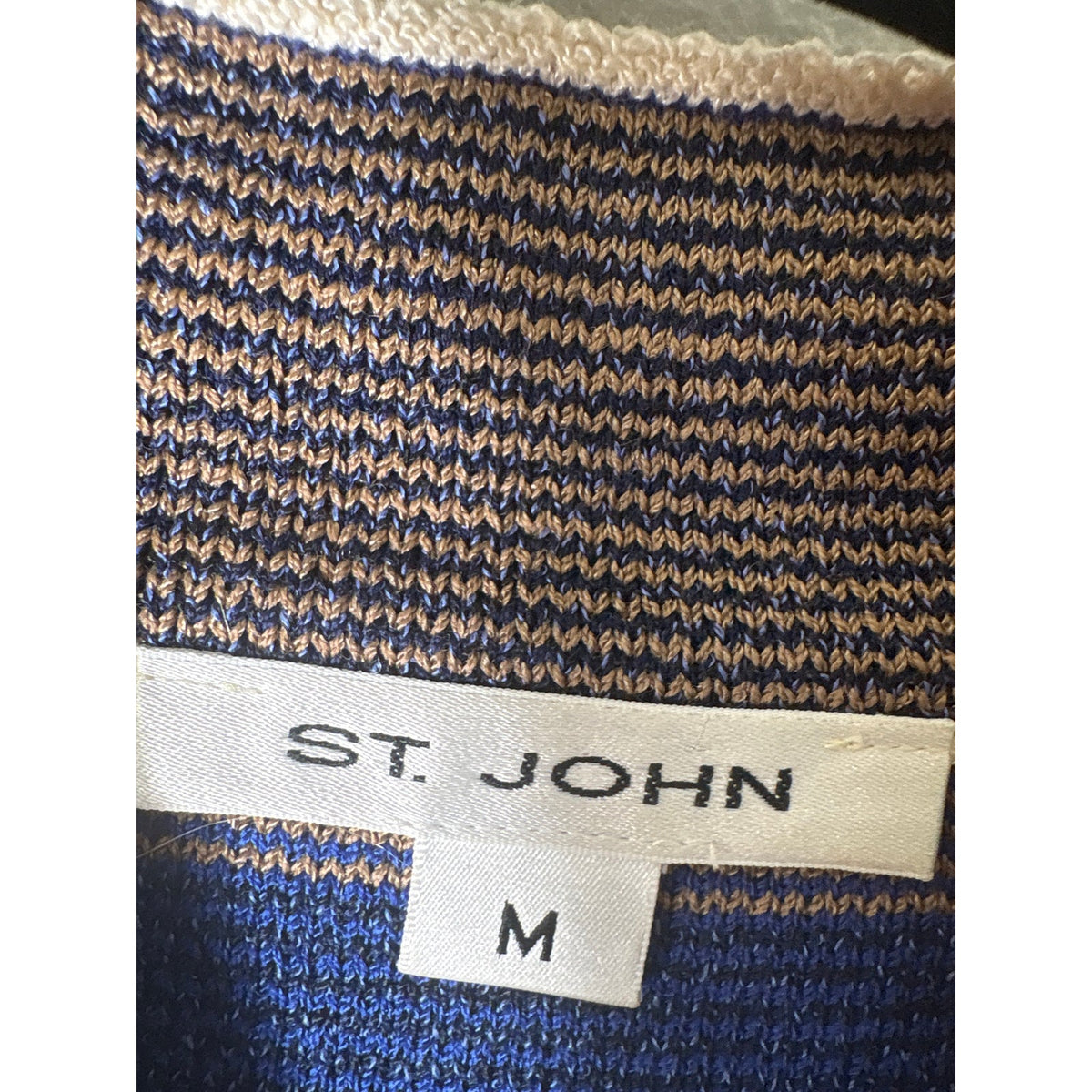 St. John Blue Stripe Sleeveless Knit Shell Sz M