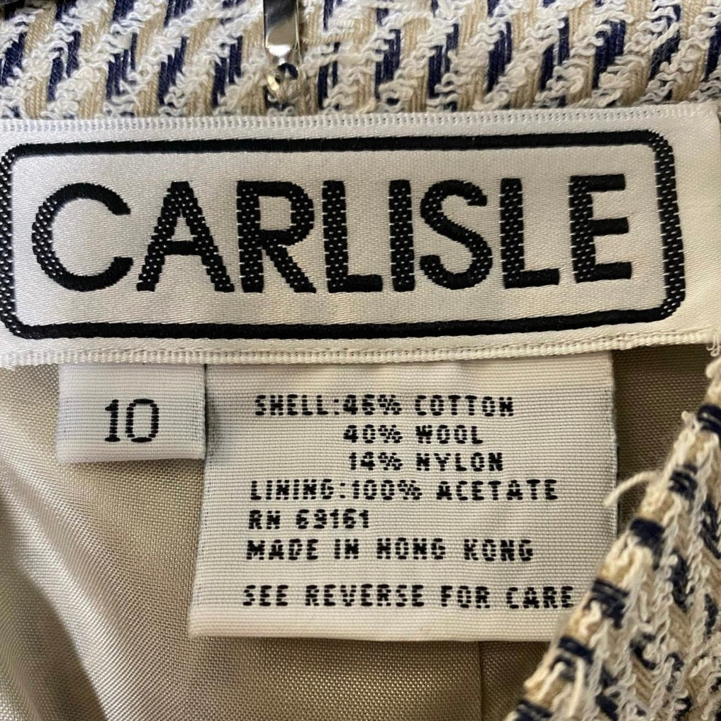 Carlisle Beige Black Cotton Wool Blend Pencil Skirt Sz 10