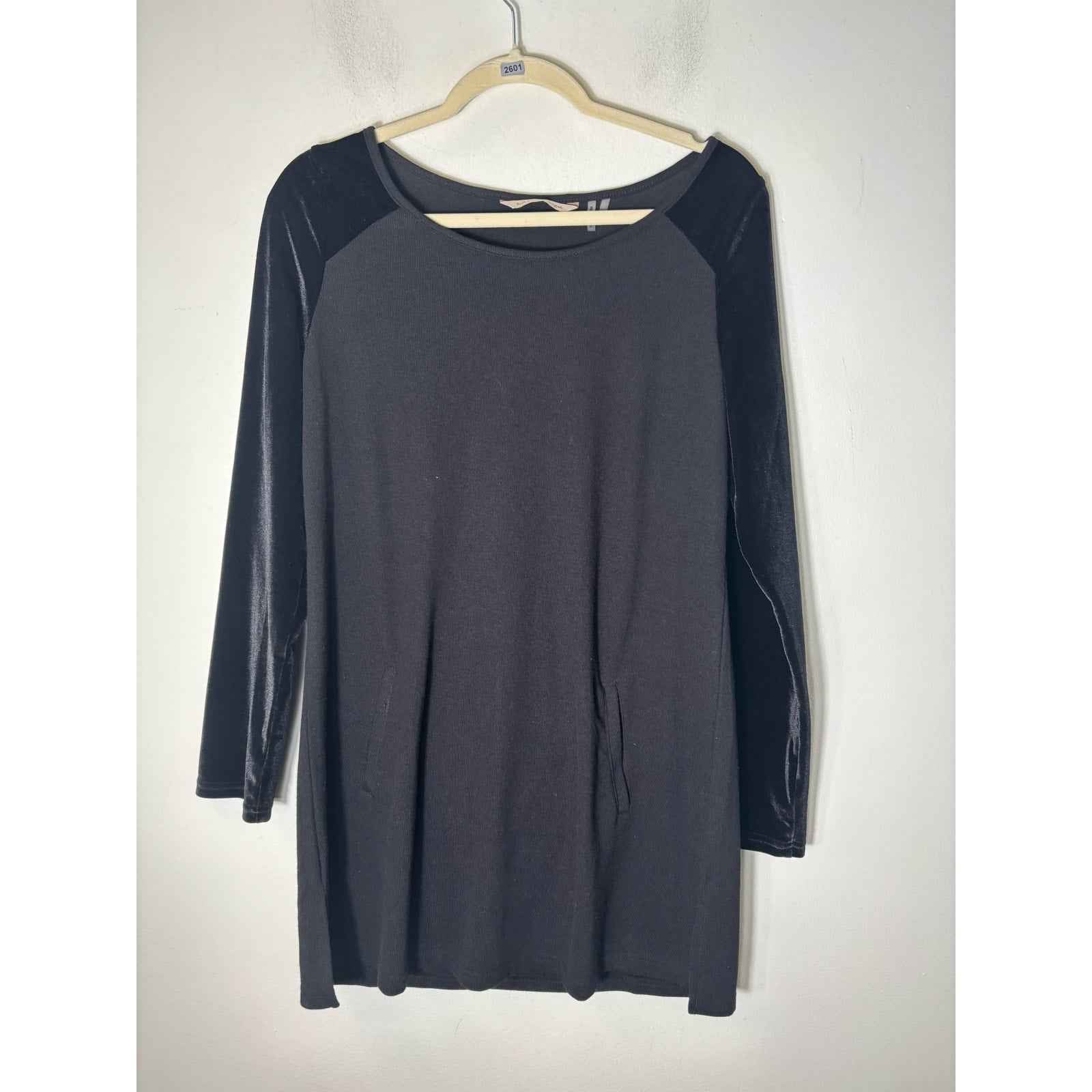 Soft Surroundings Black Velvet Pant and Top Set Sz S