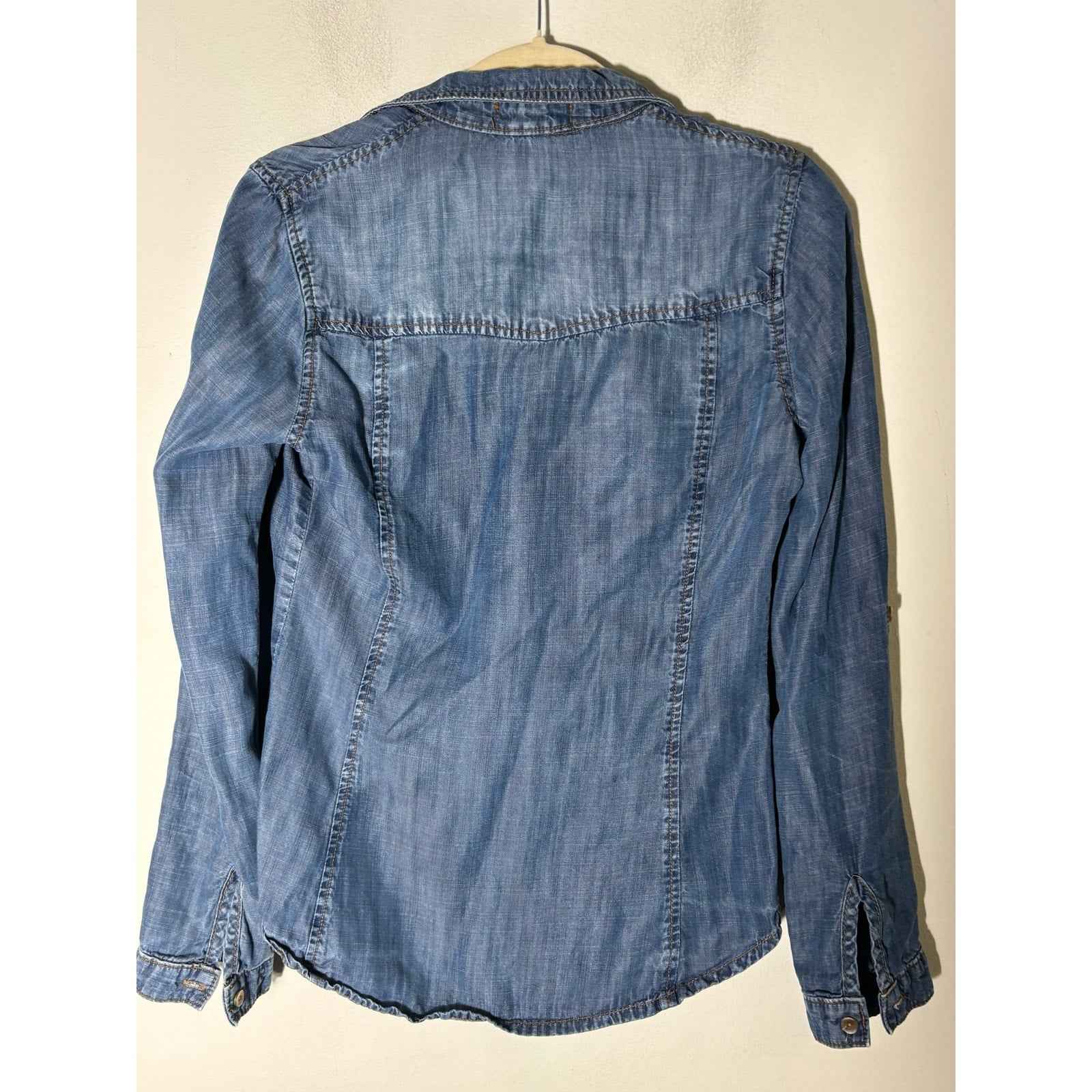 Bella Dahl Chambray Long Sleeve Button Up Shirt Sz S