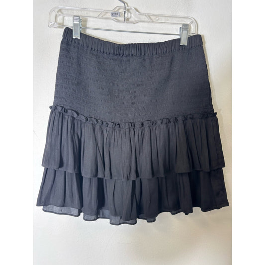 Mustard Seed Black Smocked Ruffle Mini Skirt/Skort Sz L