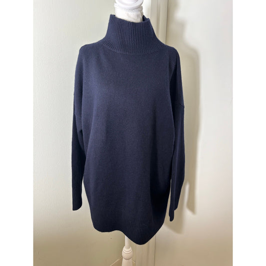 NWT Vince Navy Cashmere/Wool Blend Turtleneck Sweater Sz L