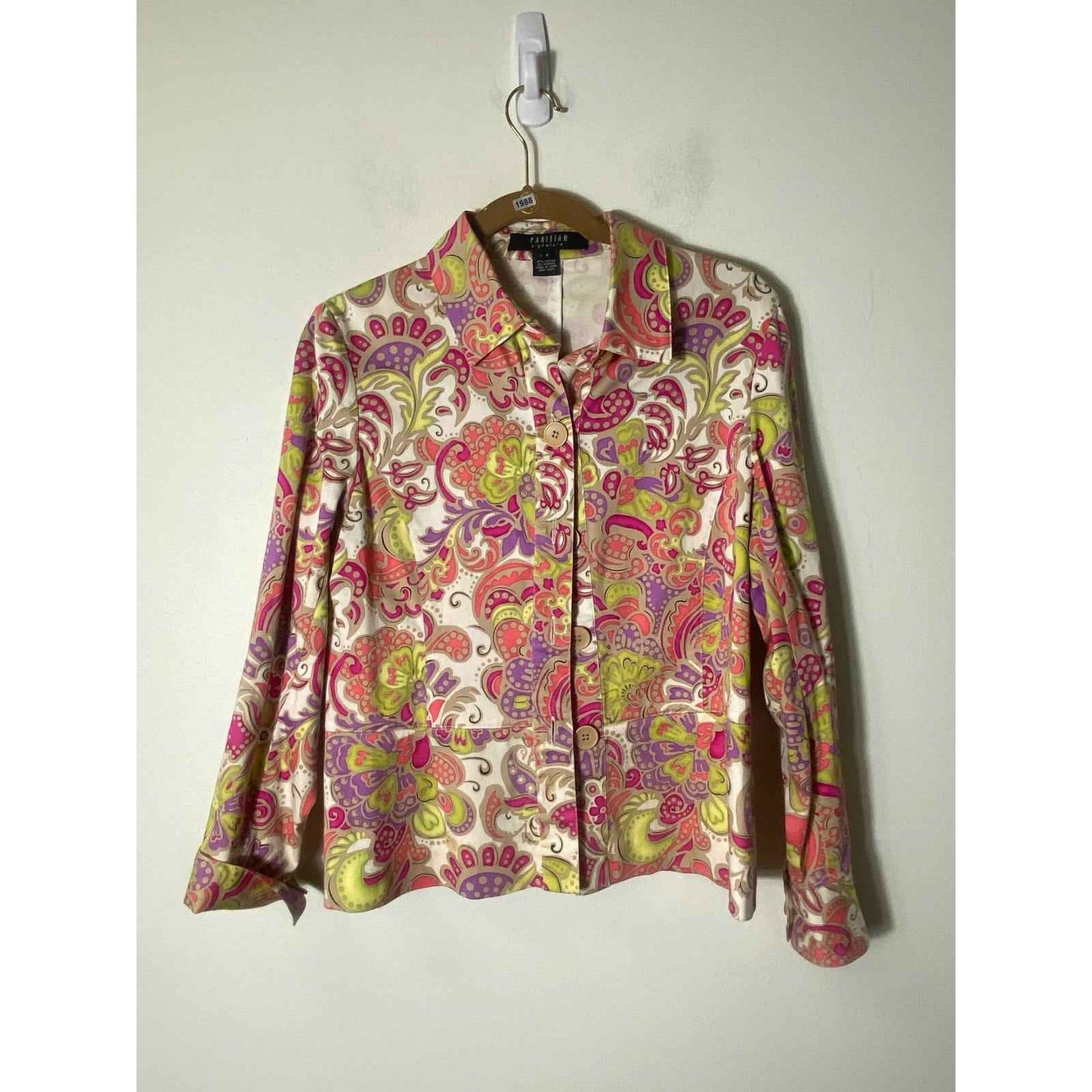 Parisian Signature Multicolor Paisley Print Jacket Sz S