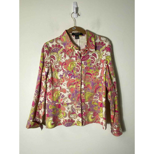 Parisian Signature Multicolor Paisley Print Jacket Sz S