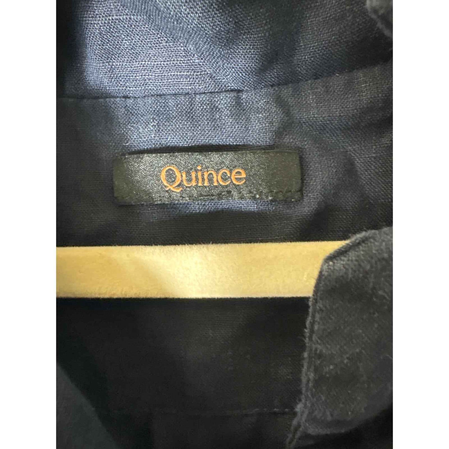 Quince Navy Blue Short Sleeve linen Button UP Shirt Sz M