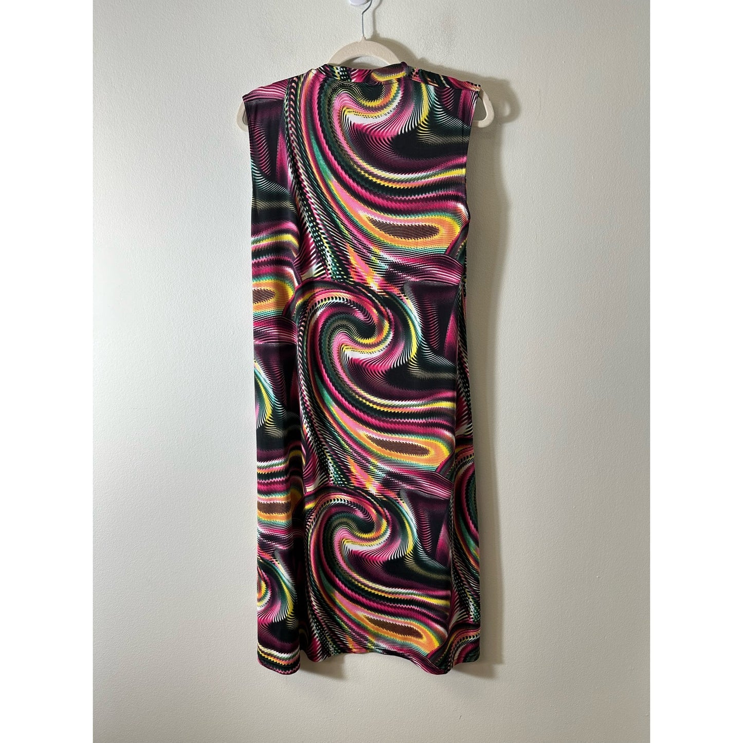 NWT Conquista Sleeveless Multi-colored Disco Patterned Midi Dress Sz 46/18