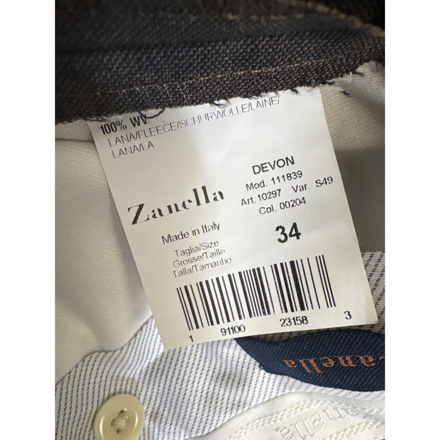 Mens Zanella Gray Noah Dress Slacks Sz 34