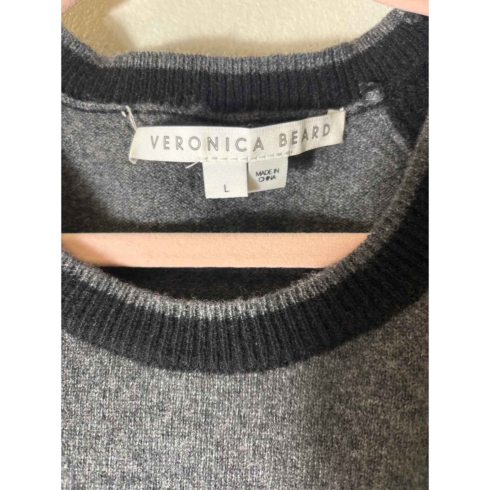 Veronica Beard Cashmere Black and Gray Sweater Sz M