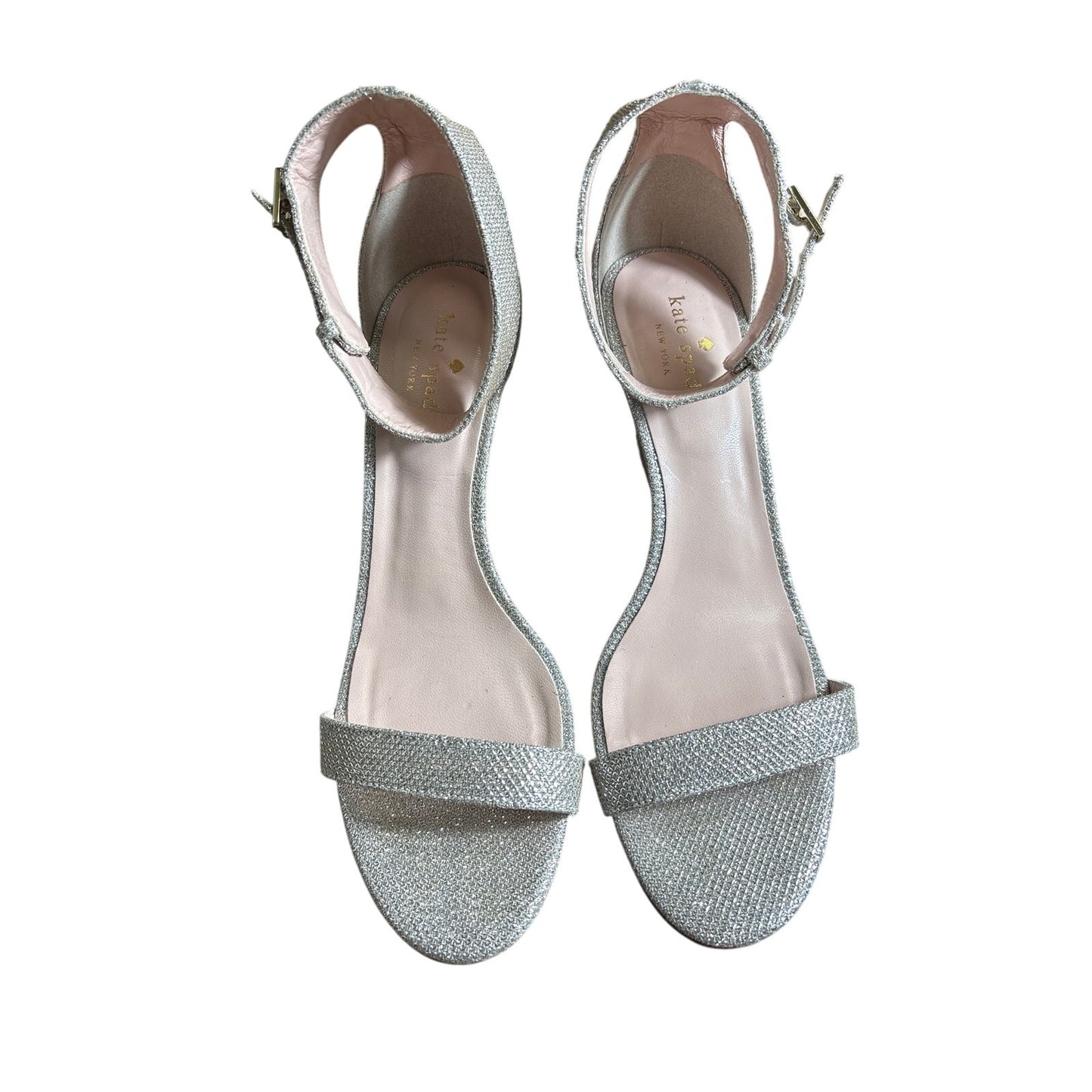 Kate Spade Silver Metallic Strappy Wedge Sandal Sz 8.5