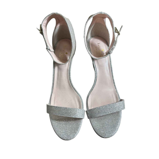 Kate Spade Silver Metallic Strappy Wedge Sandal Sz 8.5