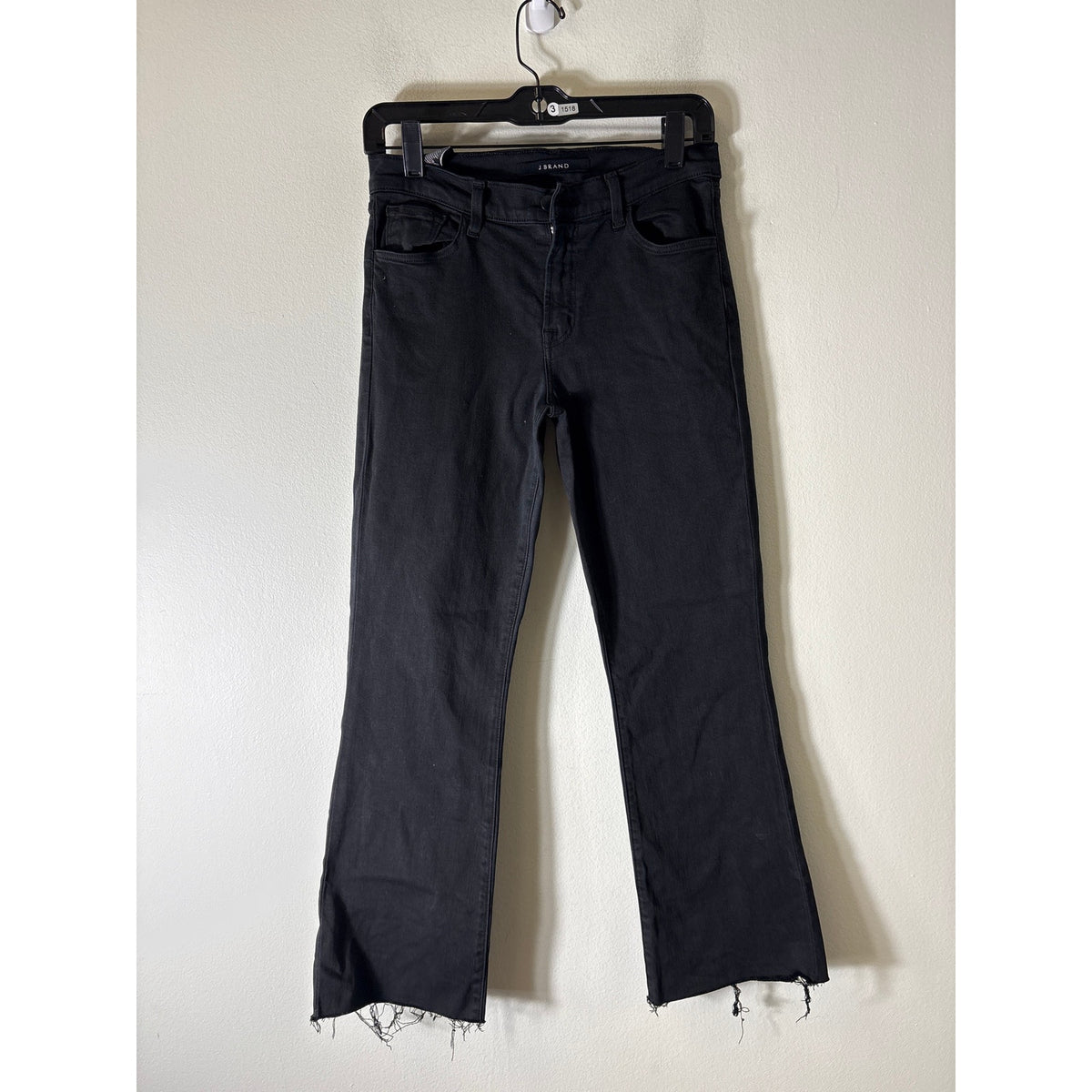 J Brand Black Selena Frayed Ankled Denim Sz 27