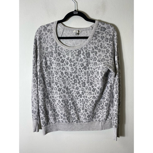 Joie Gray Leopard Print Long Sleeve Lounge Top Sz S
