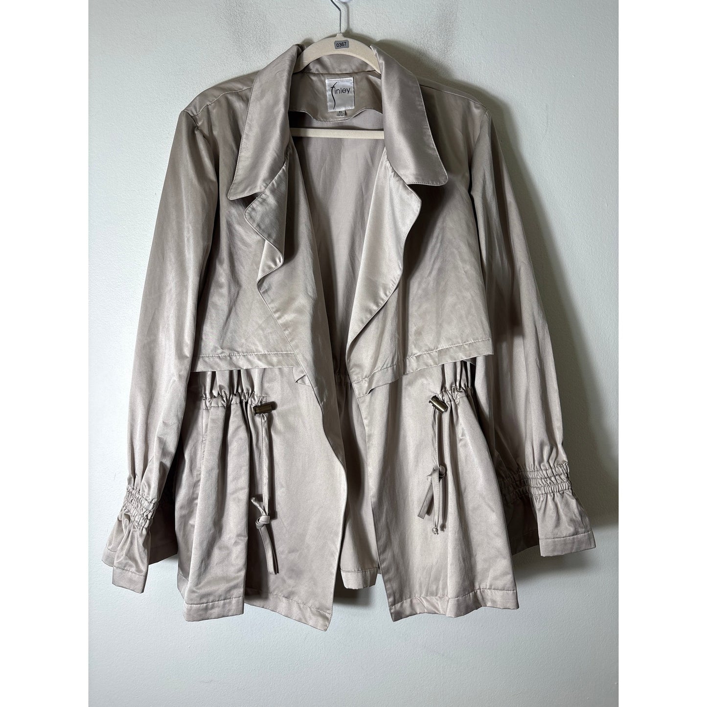 Finley Champagne Long Sleeve Mid Weight Open Front JAcket Sz XL