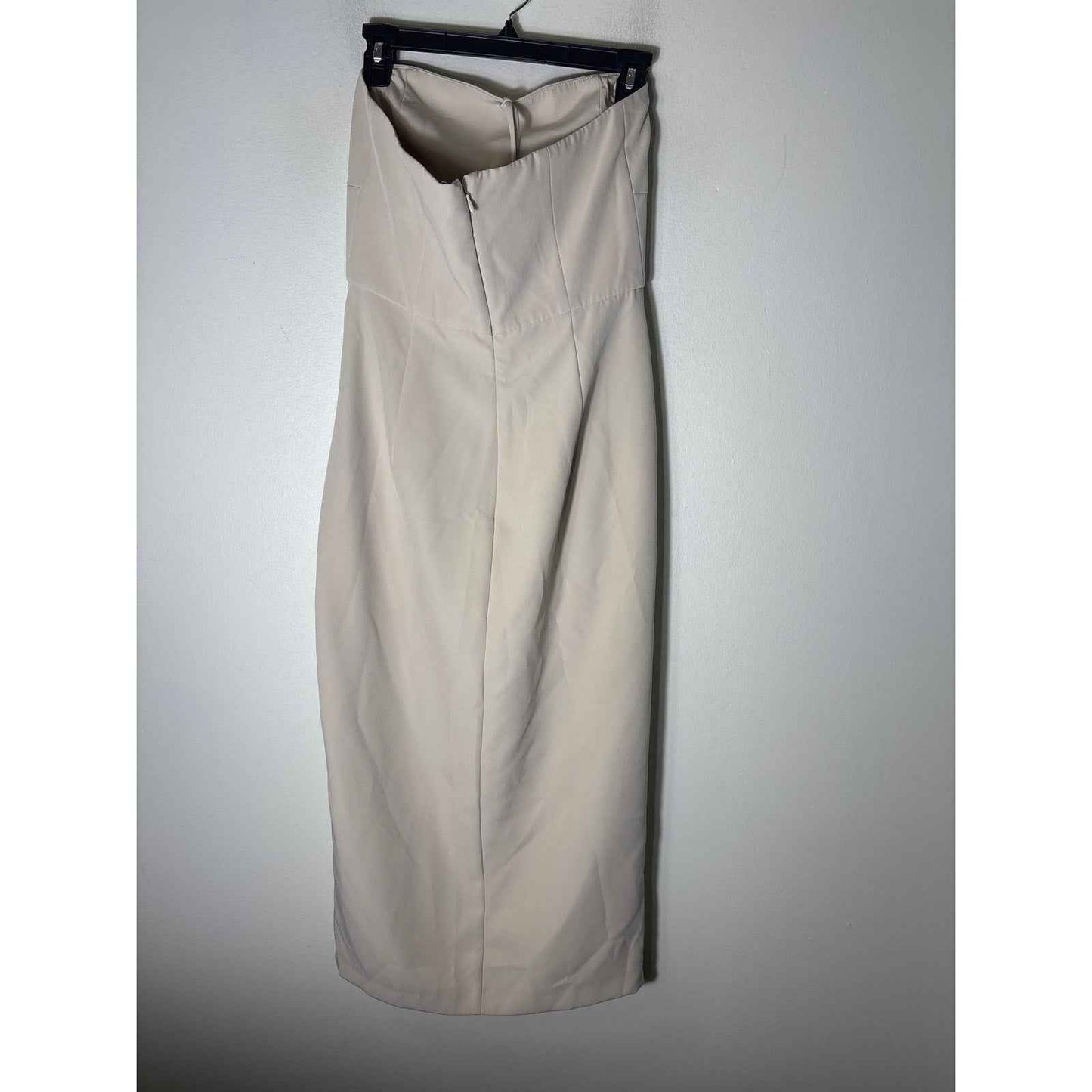 French Connection Light Beige Strapless Ruched Midi Dress Sz 6