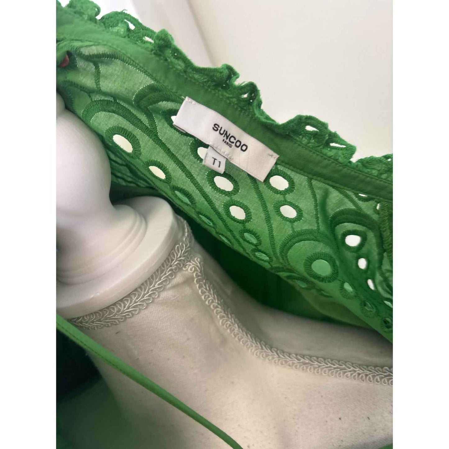 Sunoo Green Eyelet Sleeve Maxi Dress Sz T1 (small)