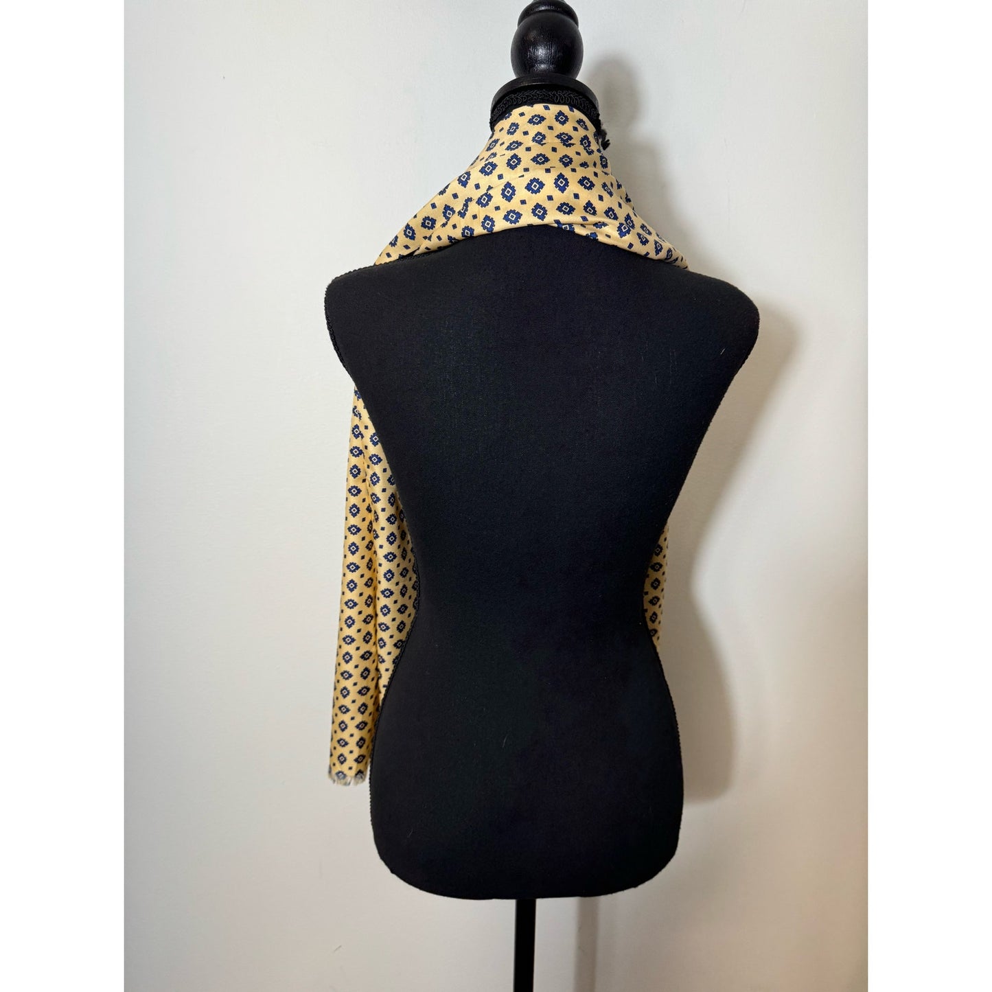 Yellow Blue Silk Scarf 55"x13"