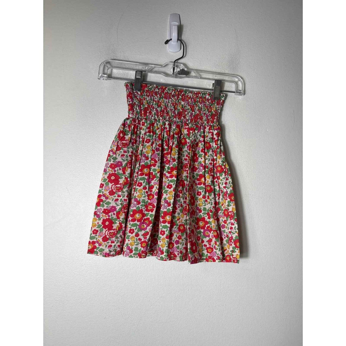 Kids Madamoiselle Hortense Red Floral Elastic Smock Waist Sk fits like a 12Kids