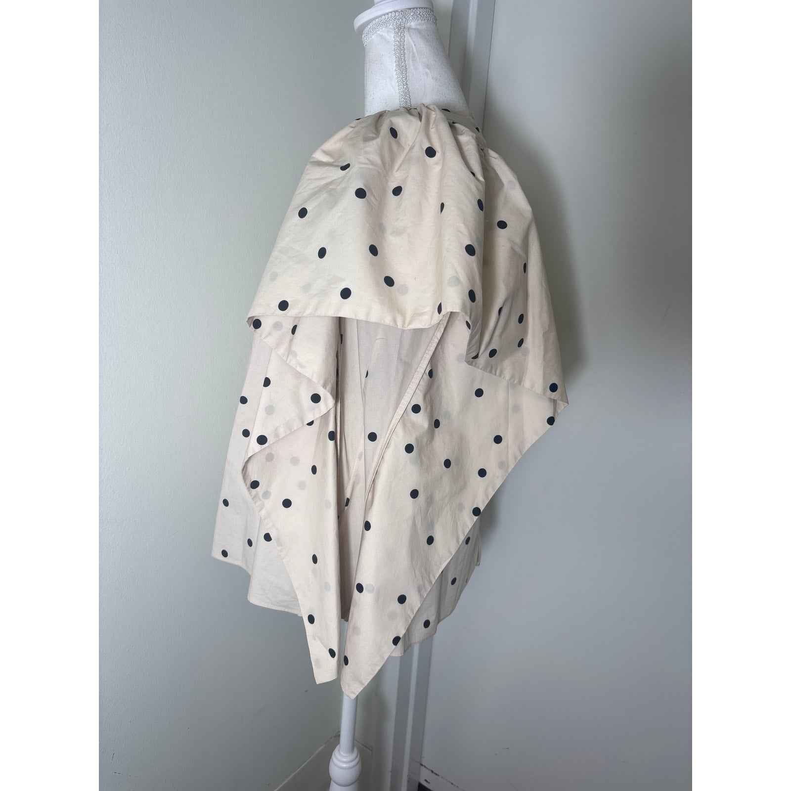Psophia Vazquez de Castro Ivory Black Polka Dot Wing Sleeve Top Sz M