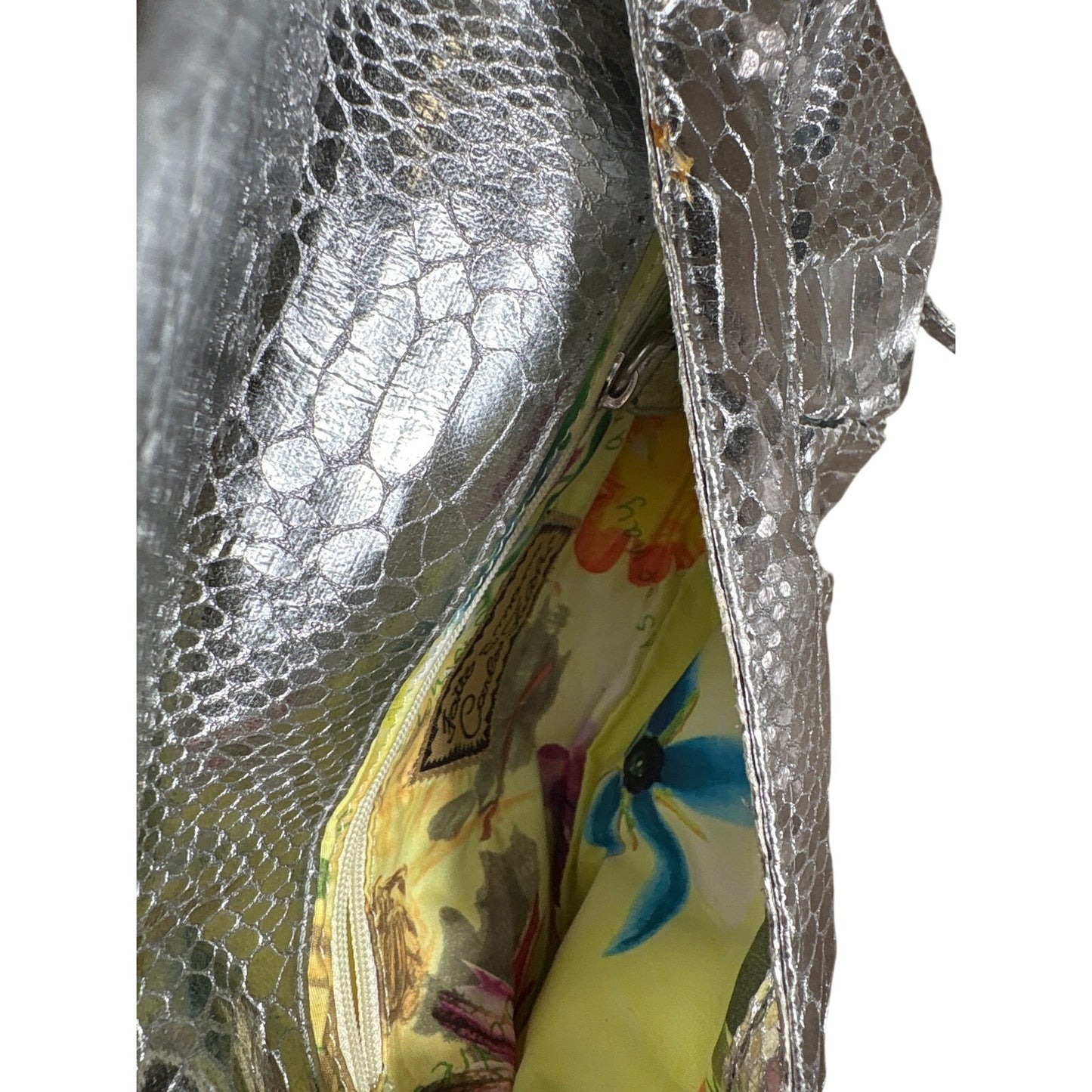 Carlos Falchi Silver Snake Skin Crossboy bag/Clutch Purse Sz 10"x6"