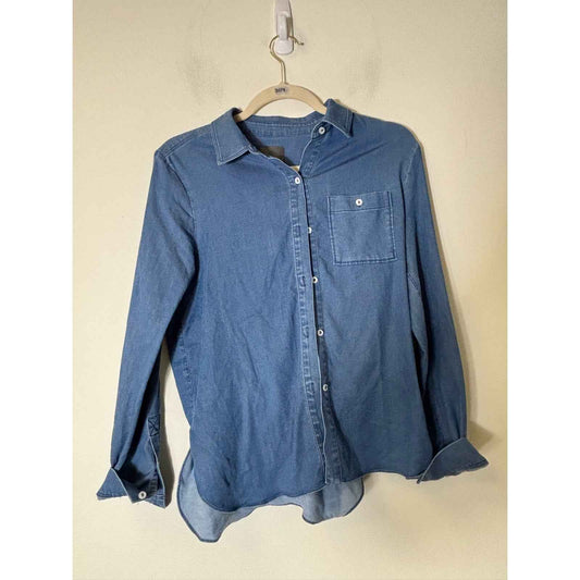 LYSEE Denim Blue Log Sleeve Button Down Shirt Sz XS
