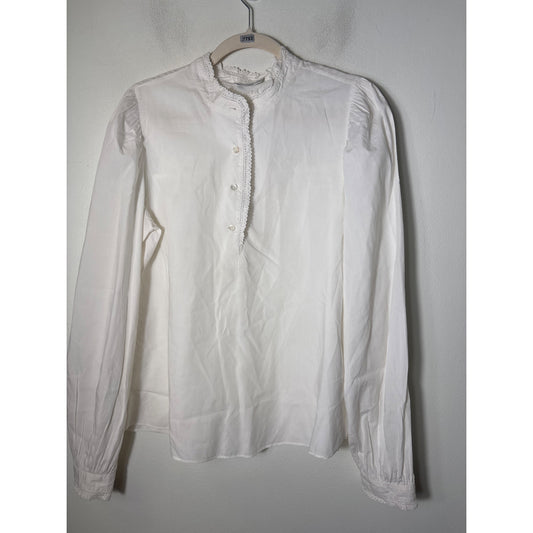 Closed White Cotton Eyelet Lace Trimmed Blouse Sz L