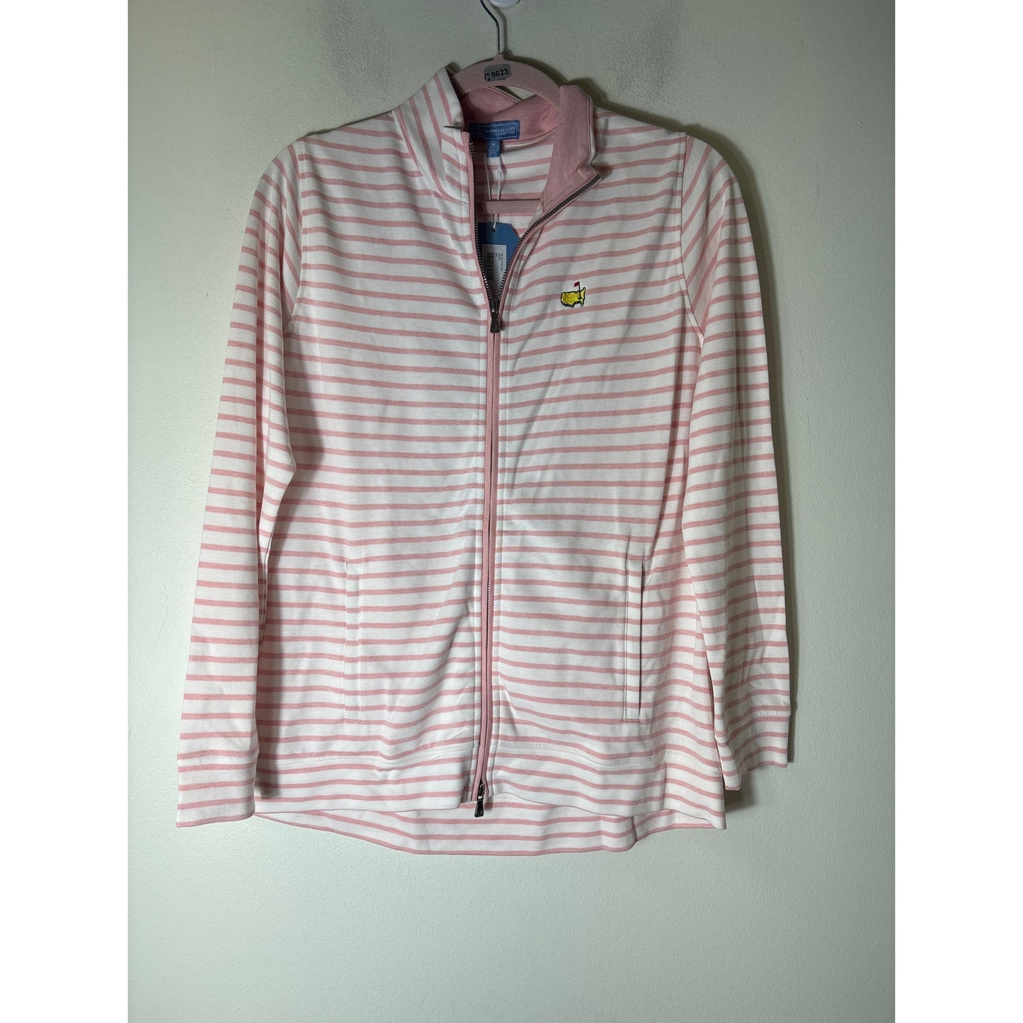 NWT Magnolia Lane Pink Stripe Masters Zip Up Jacket Sz M