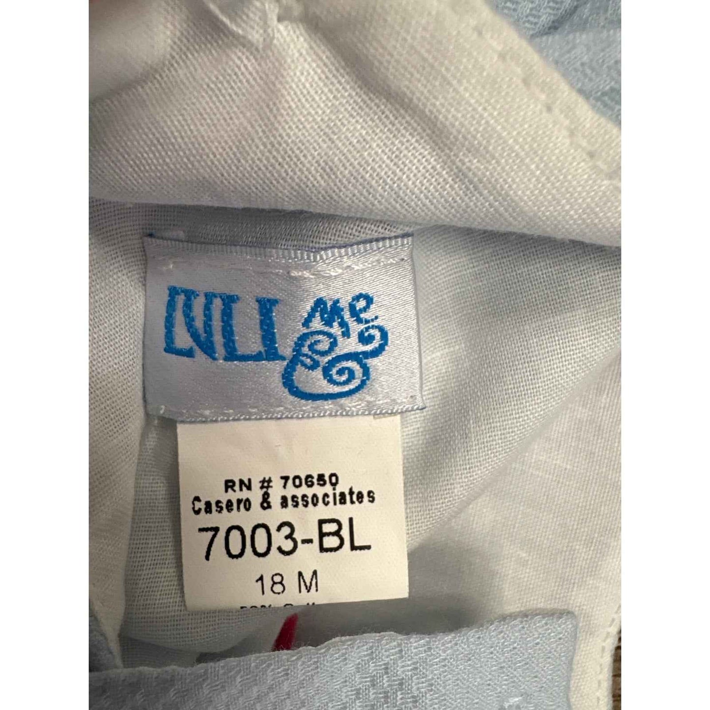 Girls Vintage Luli & Me light blue and white dress with scallop hem sz 18m