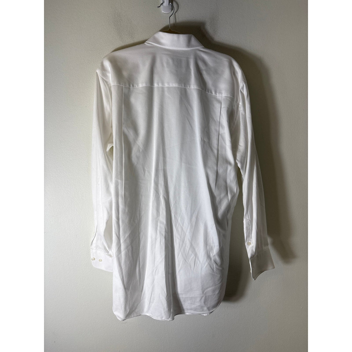 Mens David Donahue White Button Up Textured Dress Shirt Sz 17 34/35