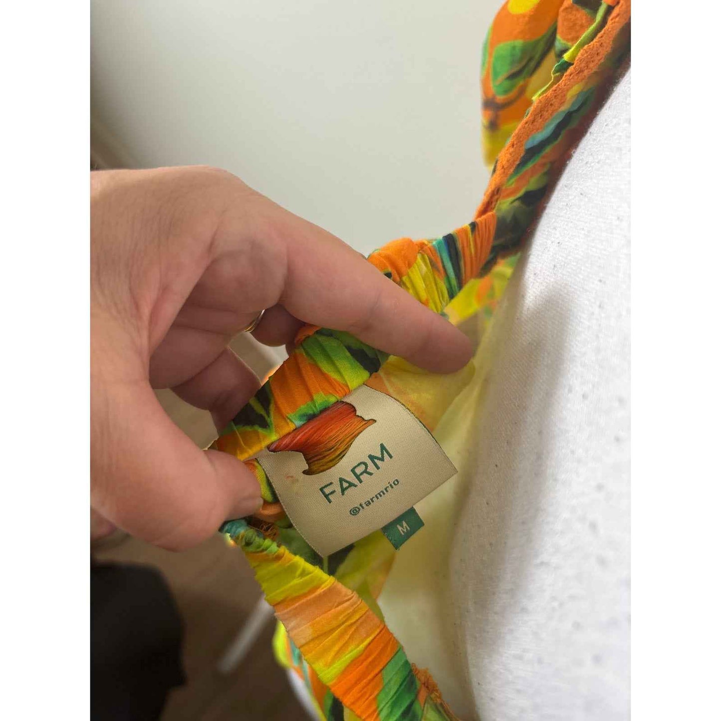 Farm Rio Orange Pear Peplum Top sz M