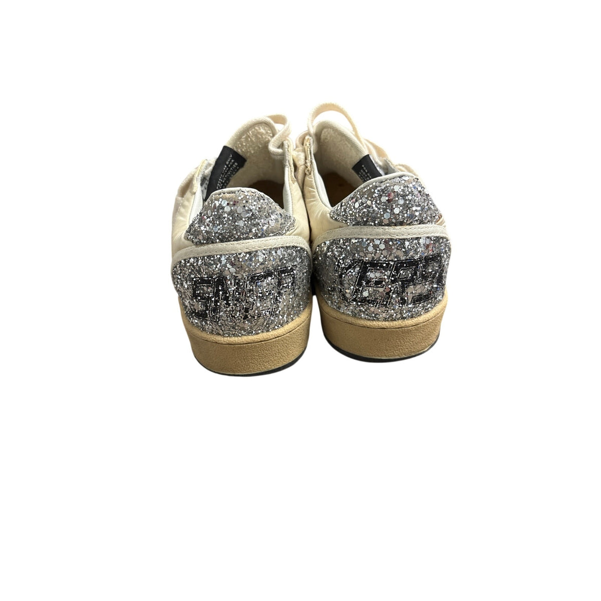 Golden Goose Cream With Silver Stark Ballstar Tennis Shoes Sz 39  (8.5)