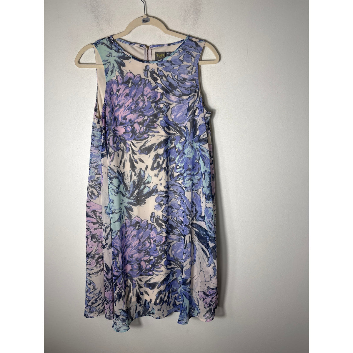 Taylor A Pea In The Pod Maternity Purple Floral Sleeveless Dress Sz M