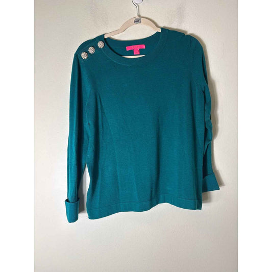 Lill Pulitzer Emerald Green Long Sleeve Sweater Sz L