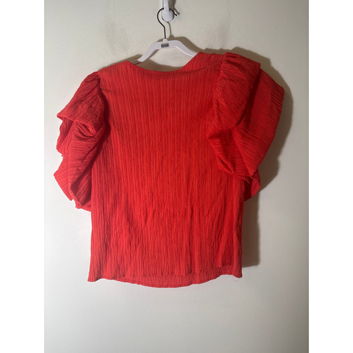 THML Bright Orange Short Layered RuNffle Sleeve Top Sz M