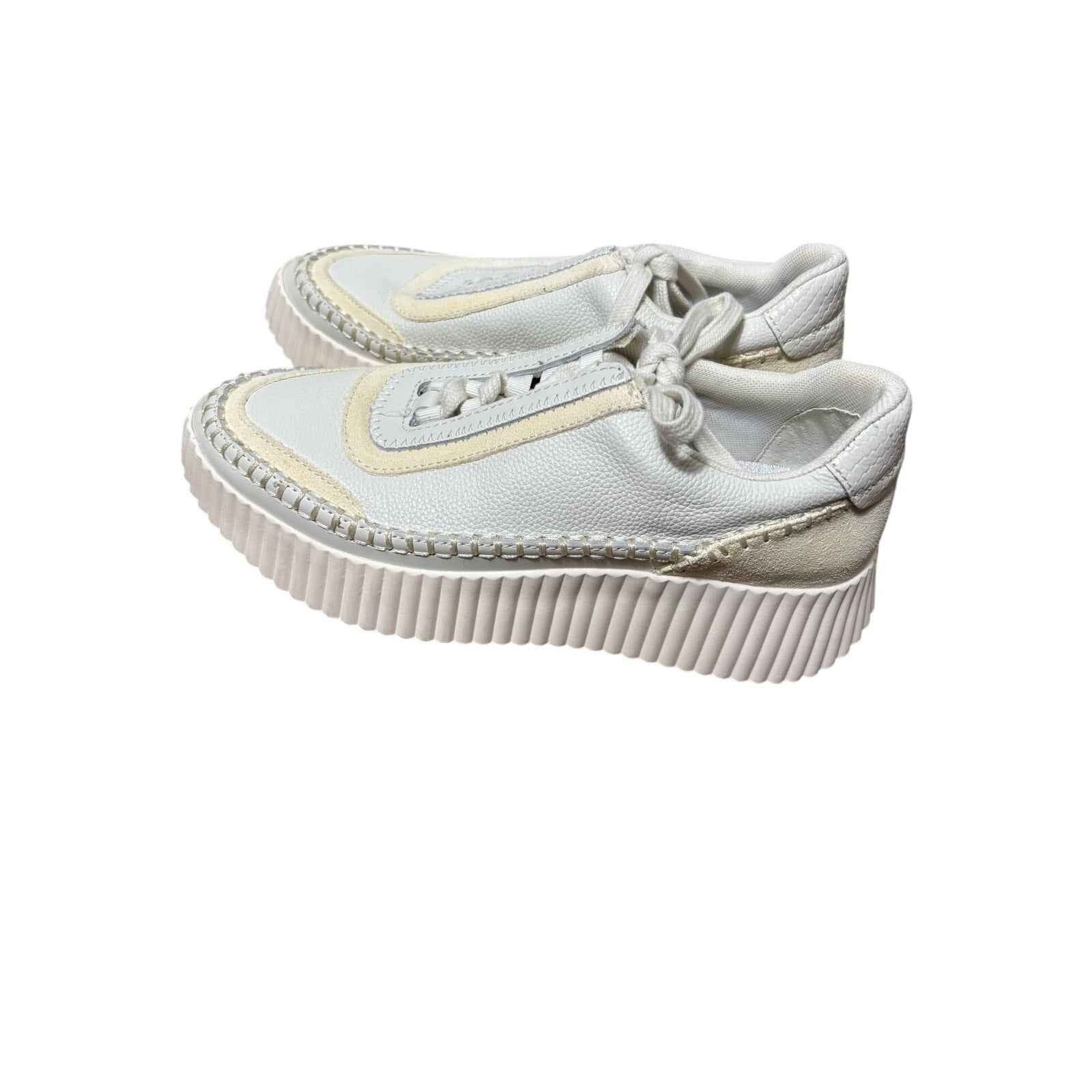 Dolce Vita Leather Stitched Cream/White Tennis Shoes sz 8