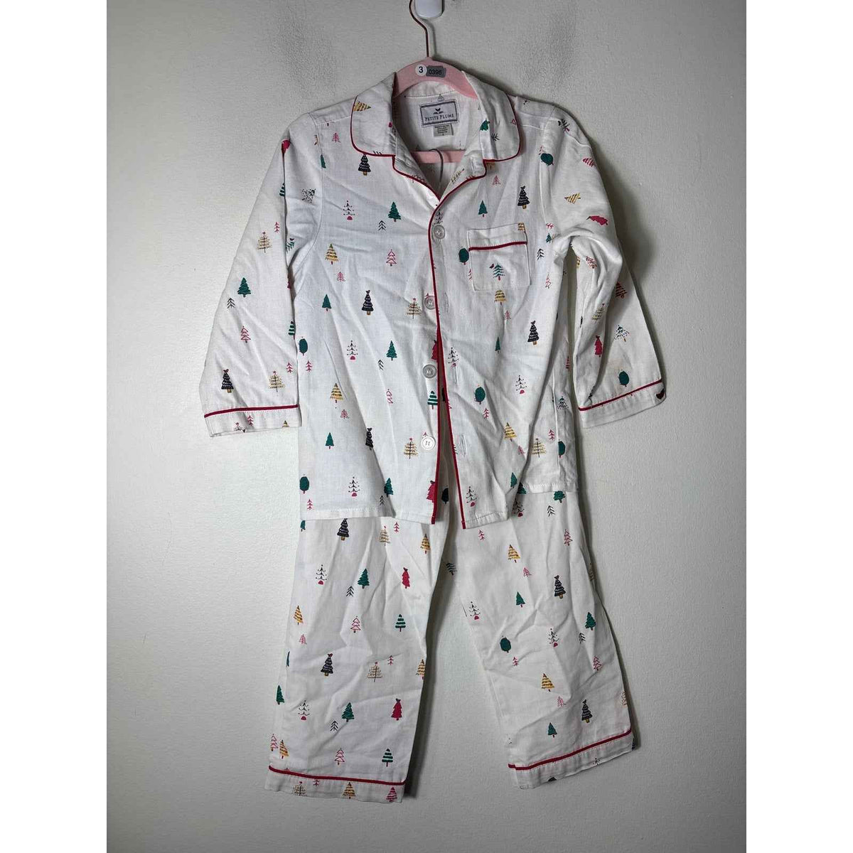 Boy's Petite Plume White Christmas Themed PJ Set Sz 5