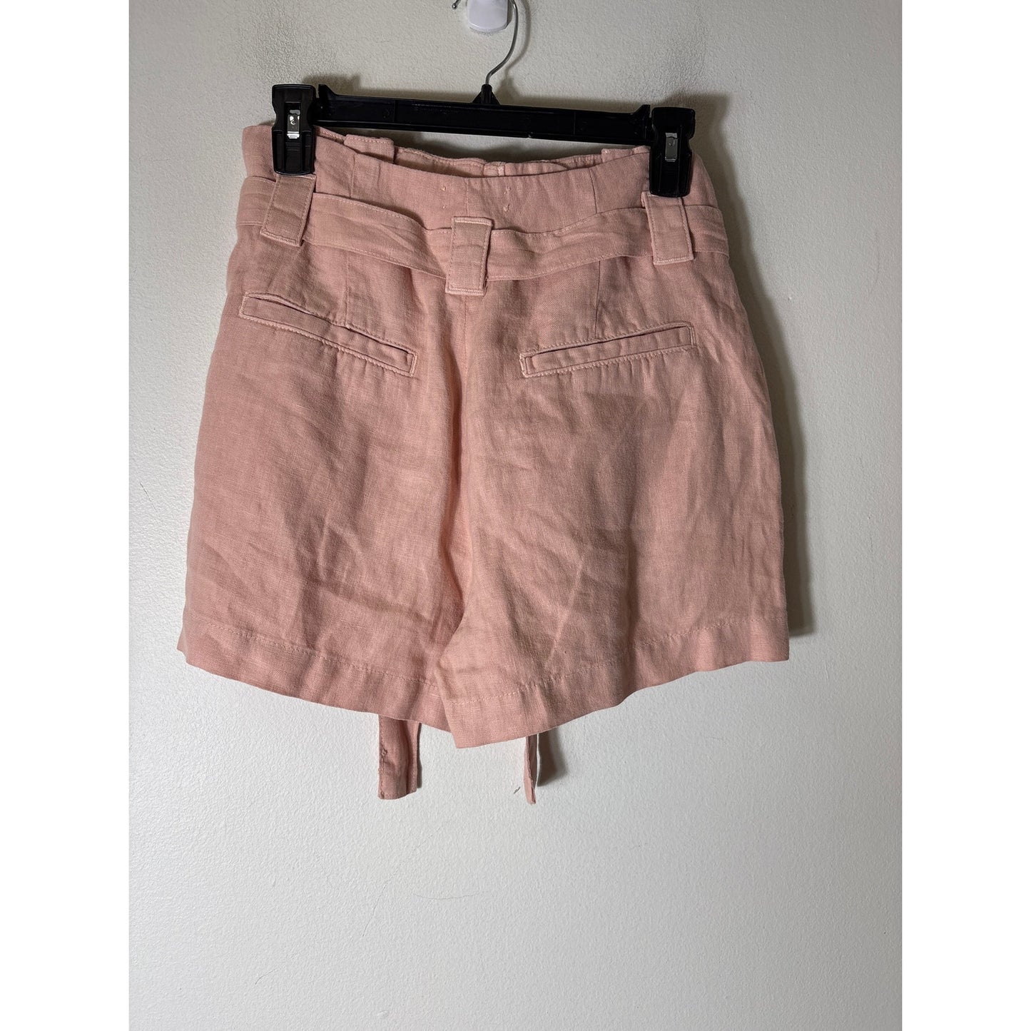 L'Agence Blush Pink Linen Tie Front Shorts Sz 25