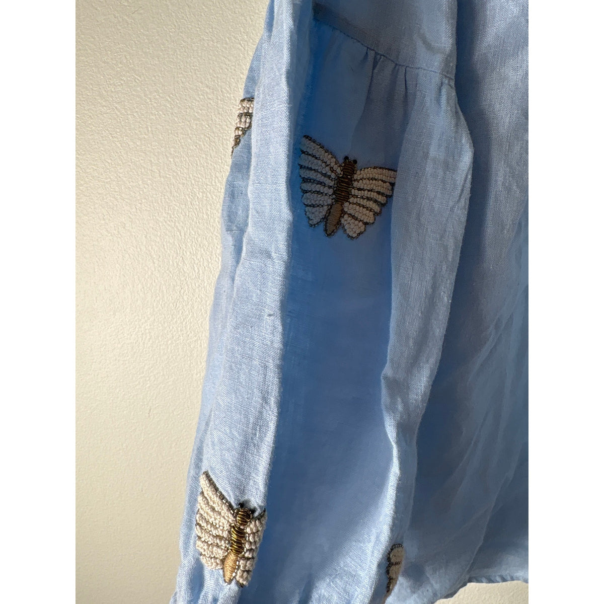 Benarus Light Blue Long Sleeve Linen Tunic Sz M