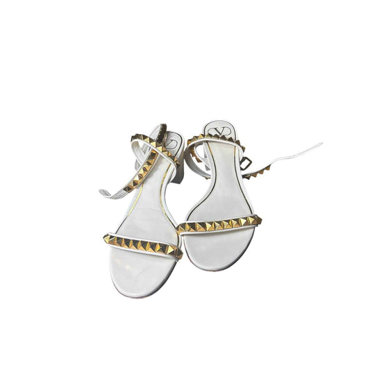 Valentino Garavani White and Gold Strappy Sandal Sz 38