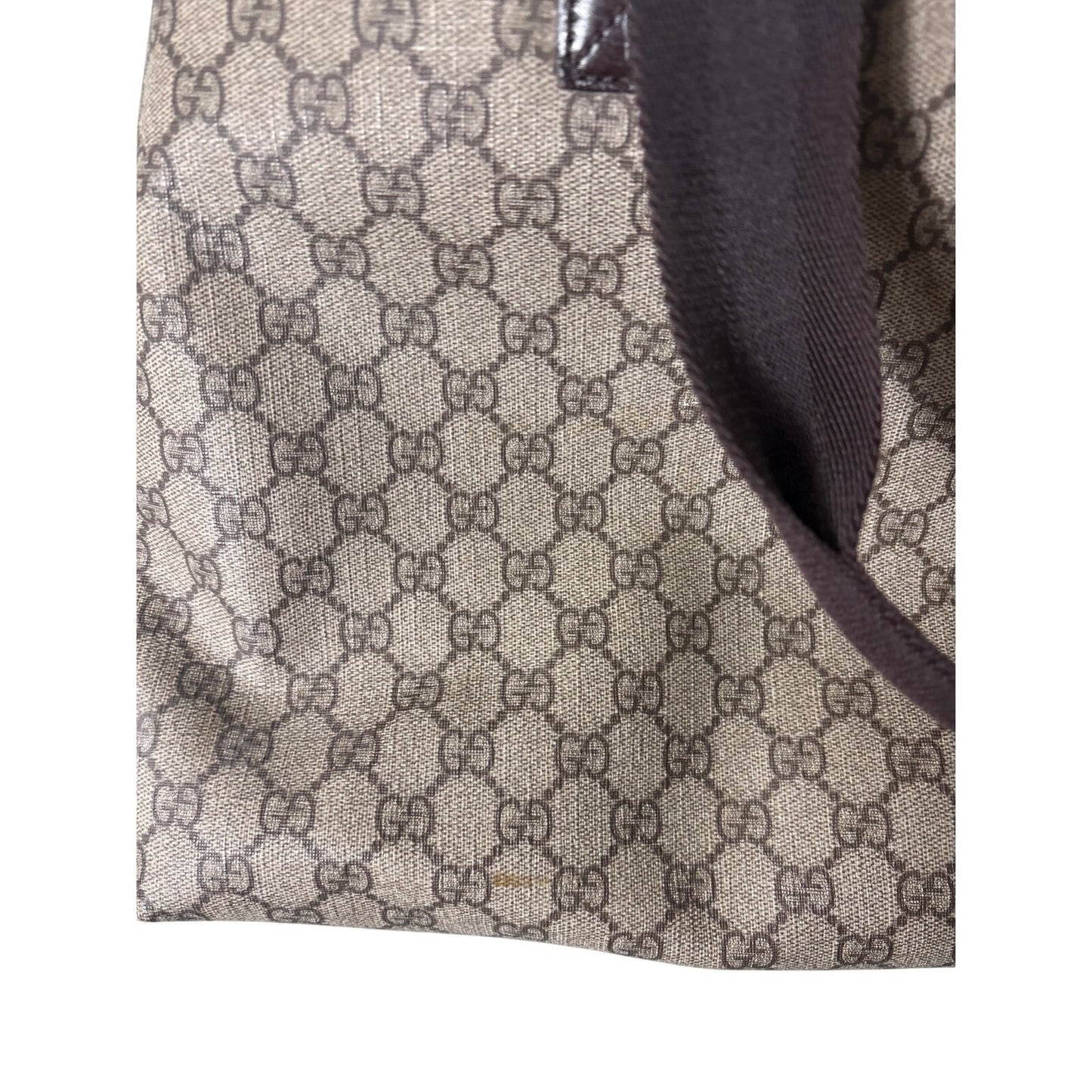 Gucci Brown Vintage Coated Canvas Logo Shoulder Bag Sz 19" Wide X 11" Long