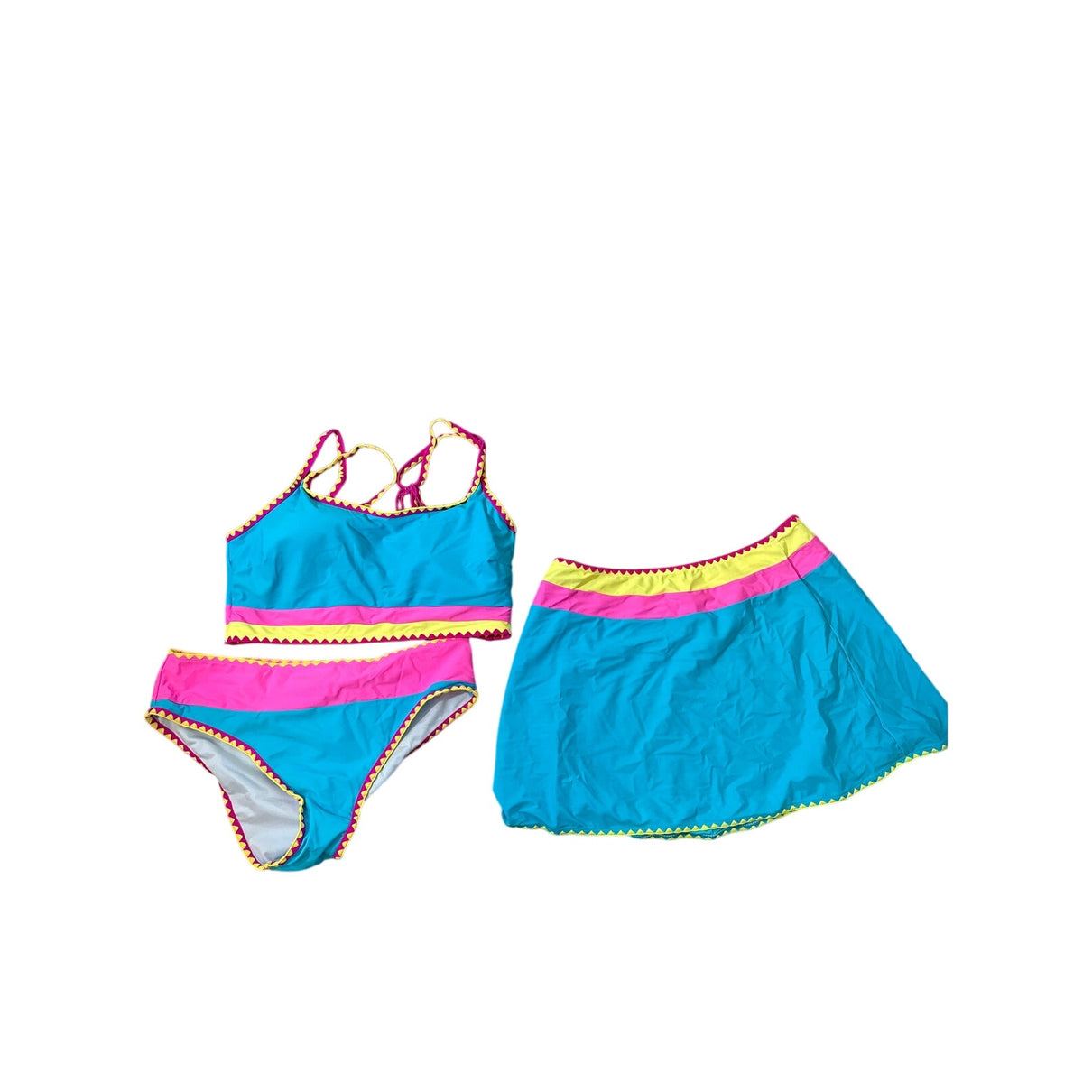 New in the Bag Teal Shapellx 3 Piece Color Block Bathing Suit Sz XXL