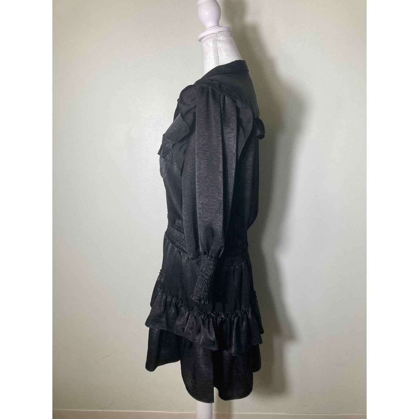 MISA Los Angeles Black Long Sleeve Mini Dress Sz M