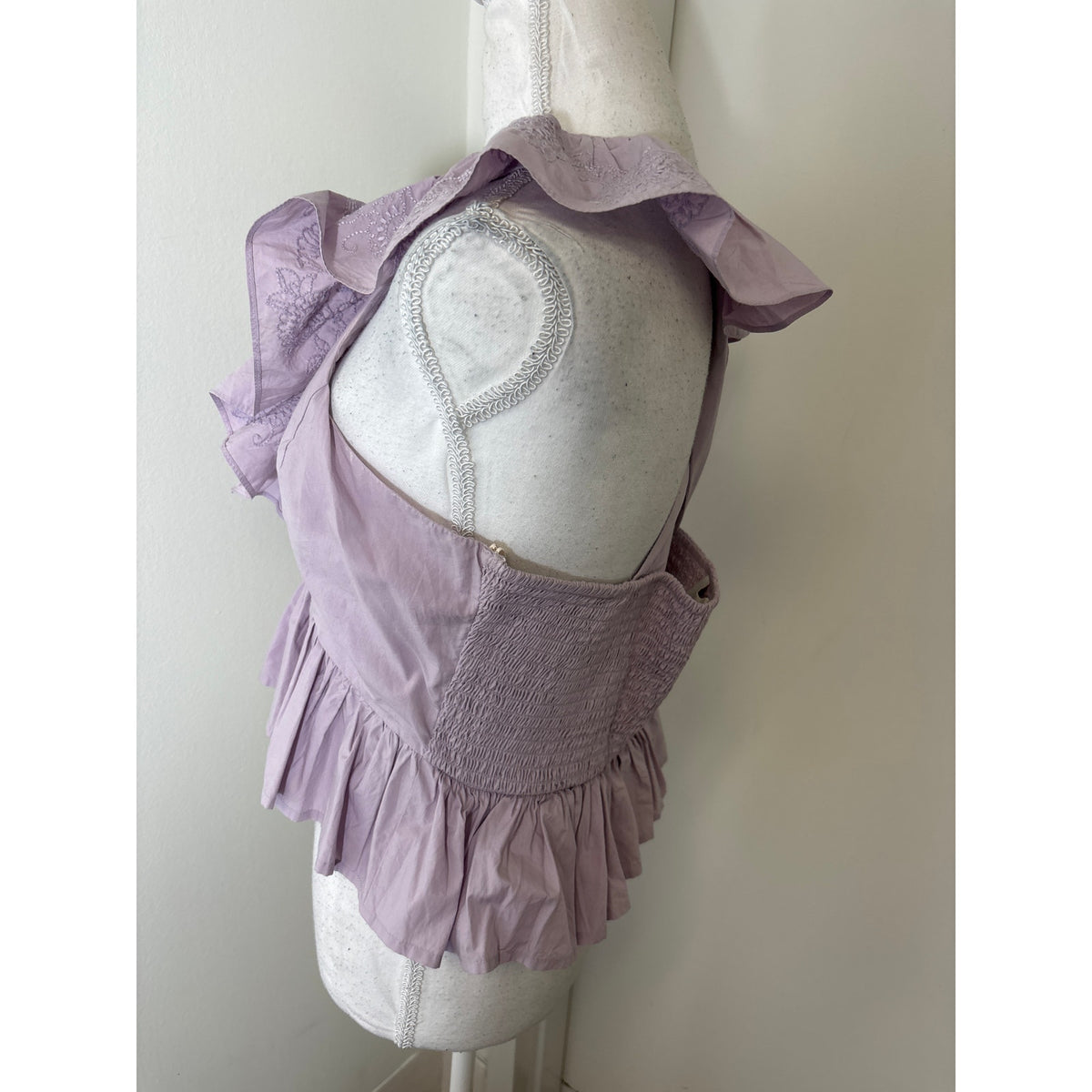 Cleobella Lilac V Neck Ruffle Top Sz L